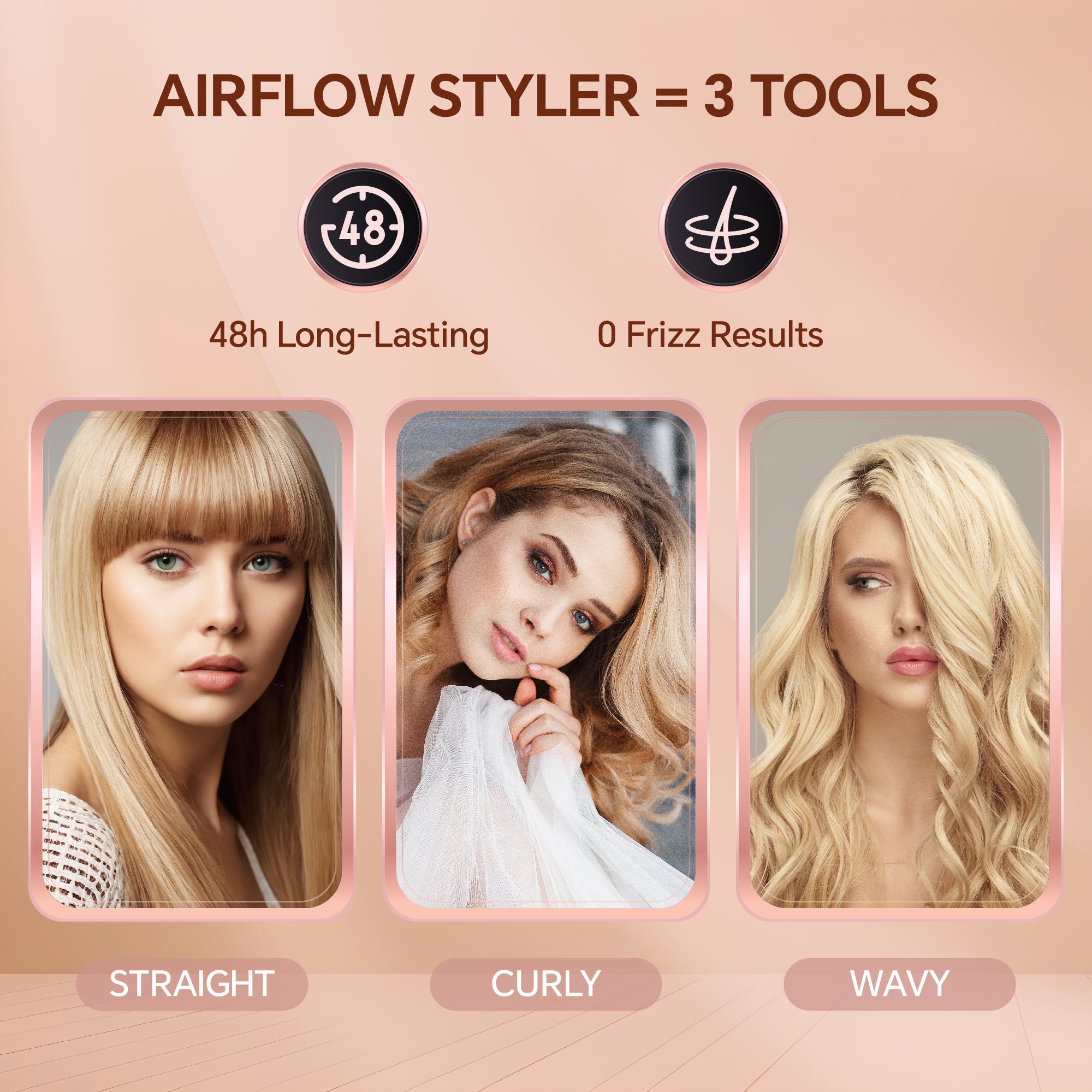Nicebay Airflow Styling, Hair Straightener, 1 inch Curling Wand Cool Air Vent, 5 Temp, Dual Voltage