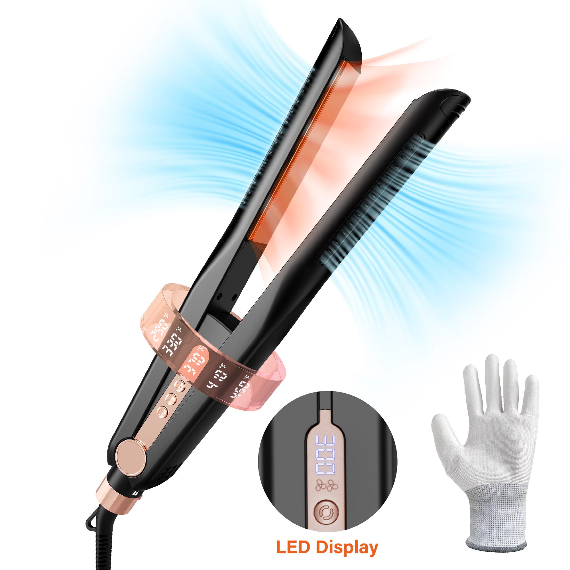 Nicebay Airflow Styling, Hair Straightener, 1 inch Curling Wand Cool Air Vent, 5 Temp, Dual Voltage