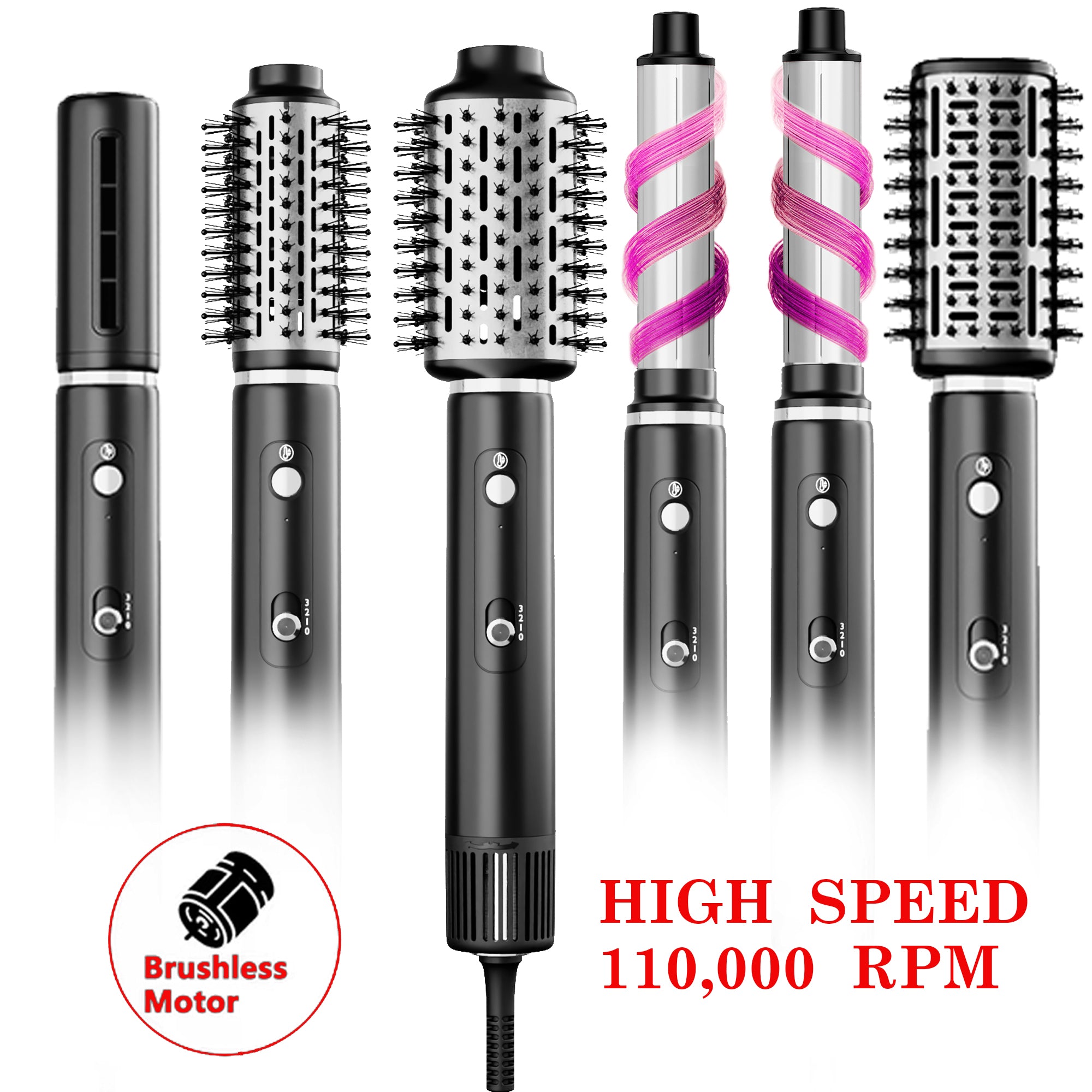 NICEBAY Hair Dryer Brush, Hot Air Brush with 110000RPM Brushless Motor, Blow Dryer 1300W, Plastic