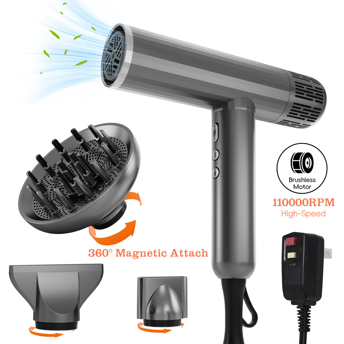 SKIMI Ionic Hair Dryer, High Speed 110000RPM Blow Dryer, Hair Blow Dryer with Diffuser for Women