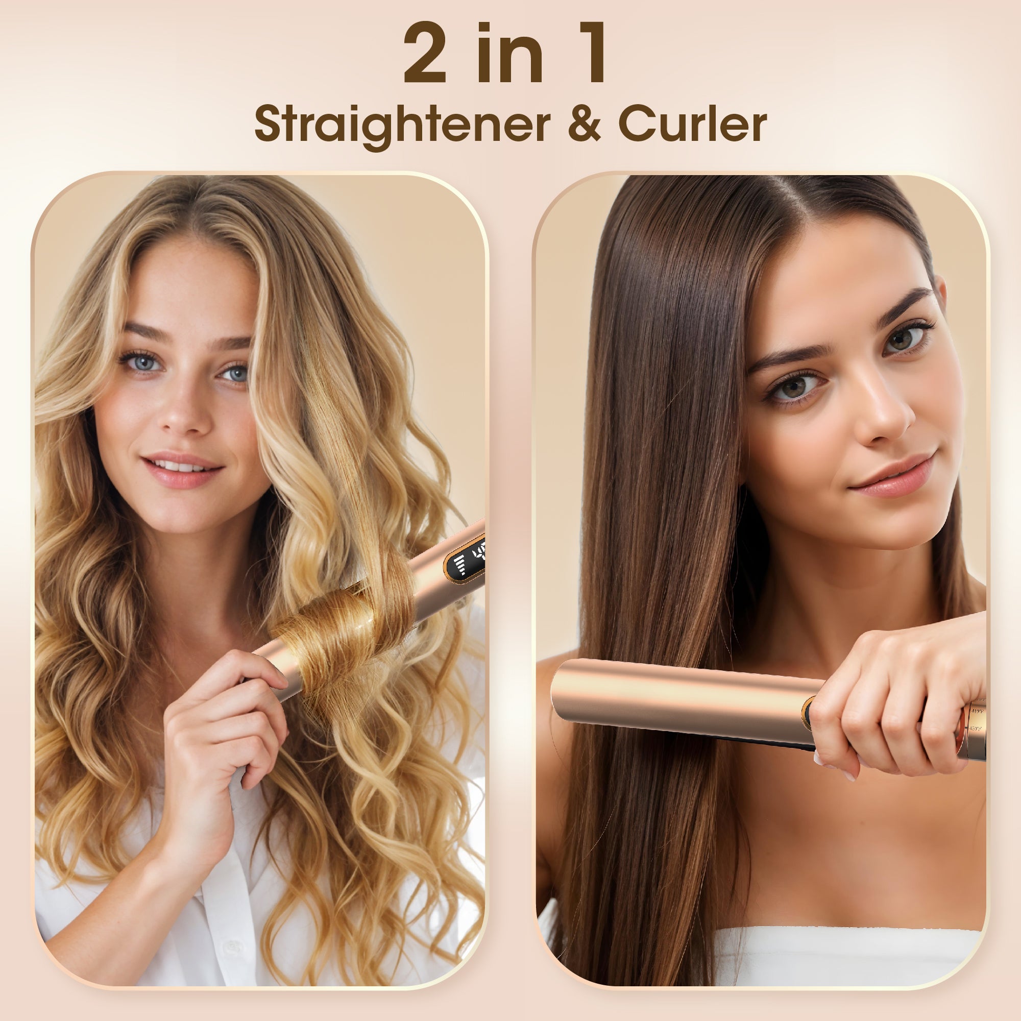 SKIMI Hair Straightener Flat Iron, Hair Straightening, Curling-5 Temp, Fast Heating, Dual Voltage