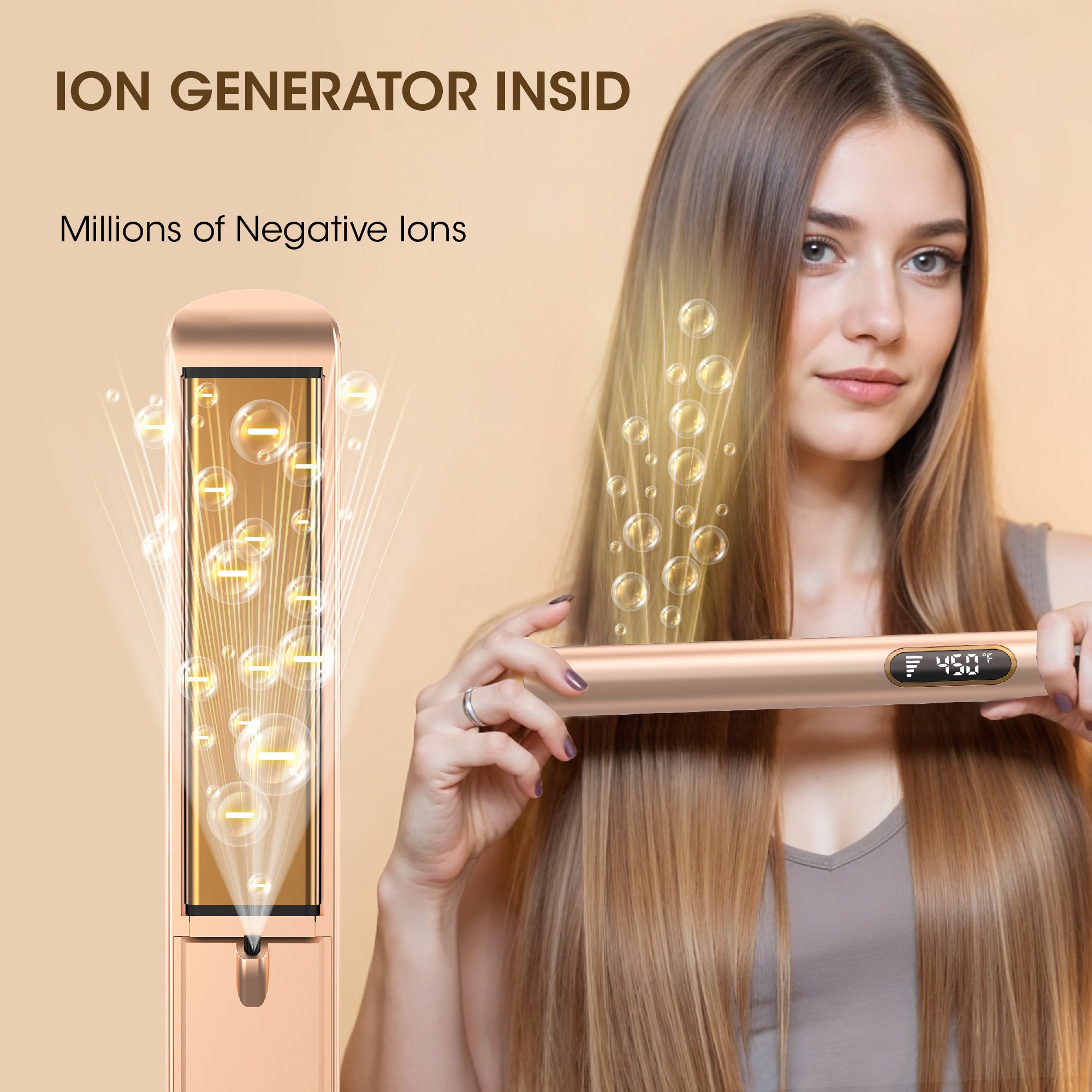 SKIMI Hair Straightener Flat Iron, Hair Straightening, Curling-5 Temp, Fast Heating, Dual Voltage