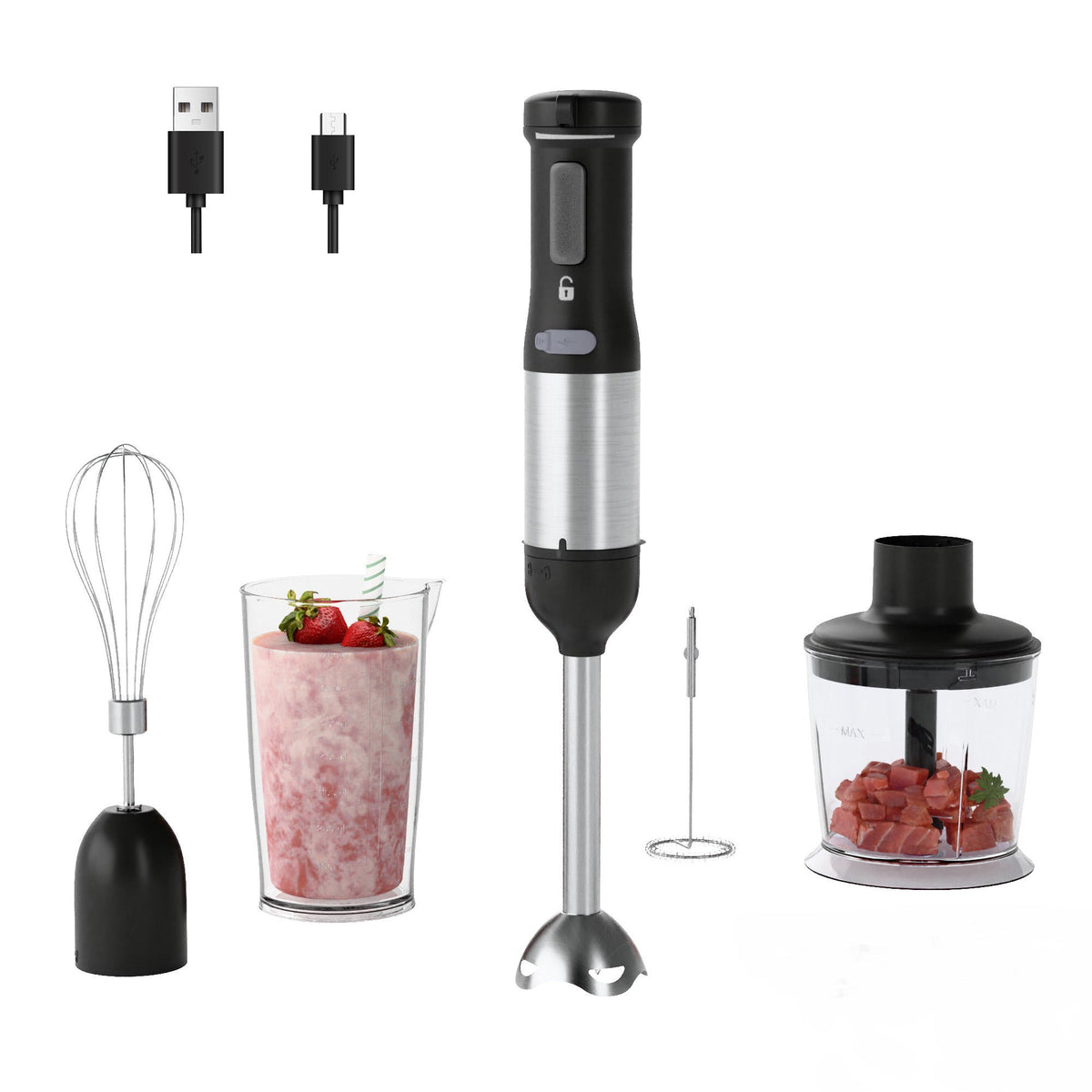5-in-1 USB Cordless Immersion Hand Blender